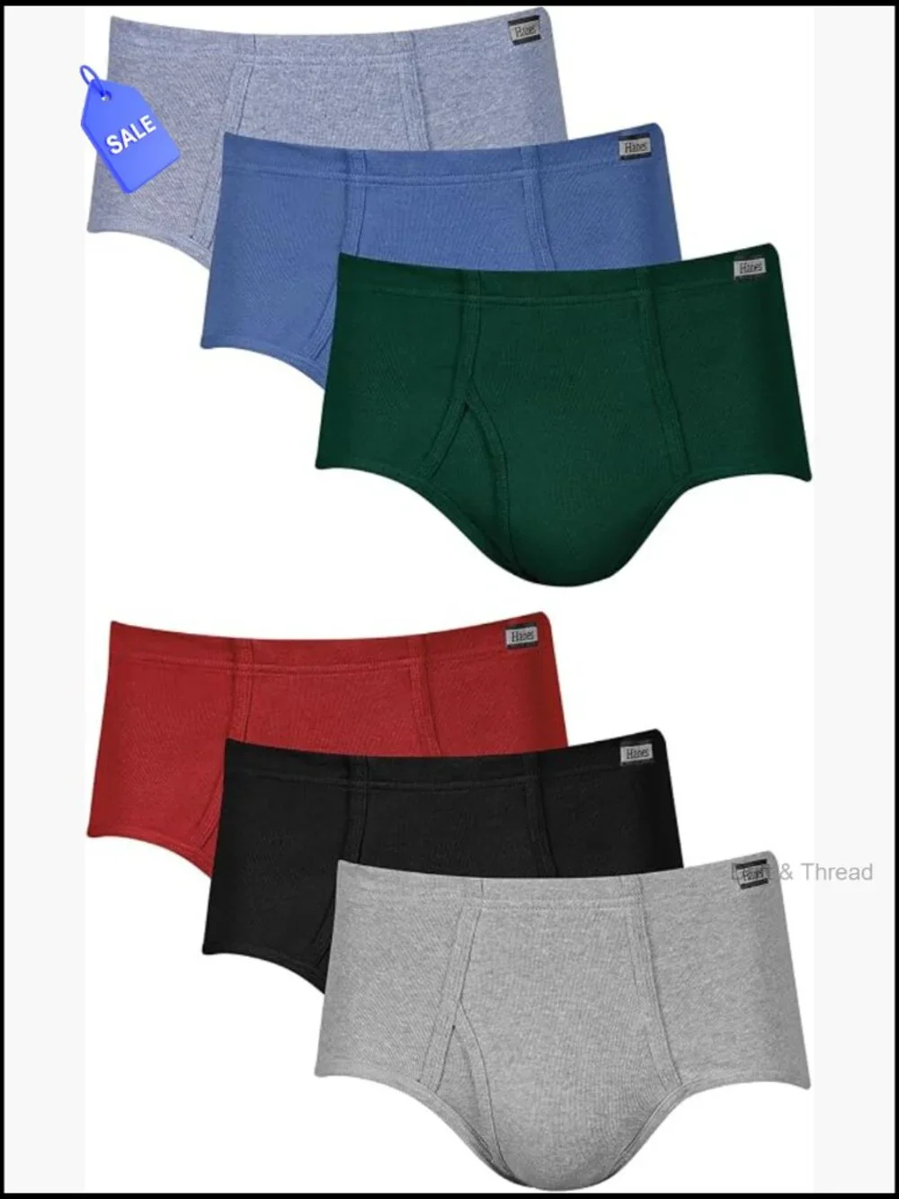 Men's Cotton Briefs 6-Pack Mid Rise Moisture Wicking Underwear